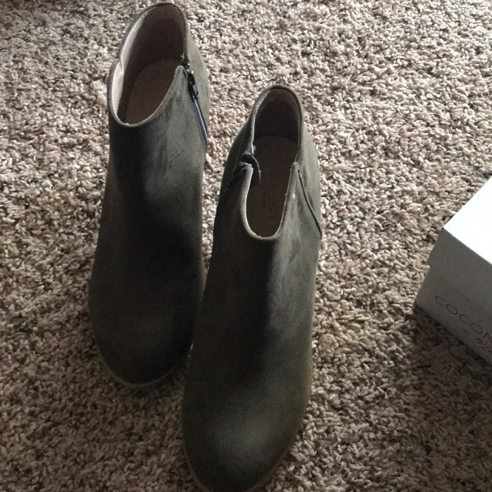 Olive booties.